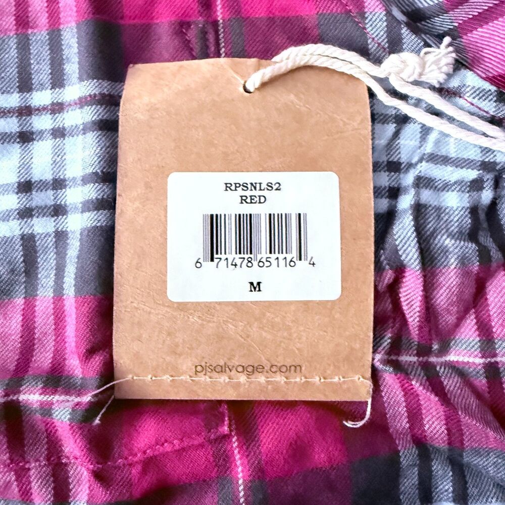 Red Plaid Pajama Top PJ Salvage Button Front Long Sleeve - Picture 3 of 6